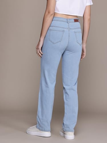 Image of Nifty Womens Mid Rise Denim Stretchable Straight Fit Boyfriend Jeans
