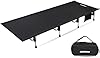 MARCHWAY Lightweight Folding Tent Camping Cot Bed with Lever Lock, Easy Setup Portable Compact for Outdoor Travel, Hunting, Hiking, Motorcycling, Support 330Lbs (Black)