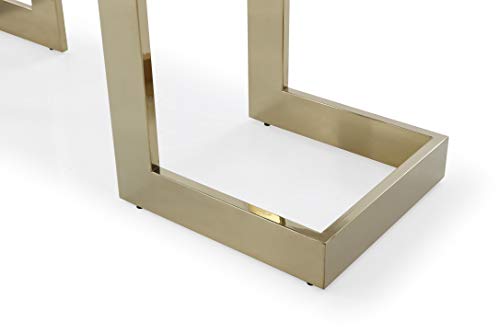 Whiteline Modern Living Sumo Rectangle Dining Table, 12Mm Clear Tempered Glass Top, Polished Gold Stainless Steel Base, Matte Black Connector Between The Legs, 39" L X 87" W X 30" H #TOP5