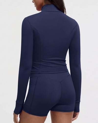 Image of SUUKSESS Women Golden Full Zip Up Workout Cropped Jackets Lightweight Athletic Yoga Tops