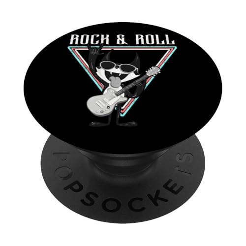 Guitare Rock and Roll pour Chat Style rétro PopSockets PopGrip Adhésif