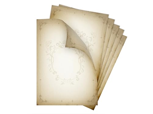 Briefpapier-Set 10 Briefbögen DIN A4 Altes Papier vintage retro Mittelalter antik Wappen beidseitig beschriftbar und mit allen Druckern bedruckbar für Einladung Briefpost Firmenpost Zertifikate