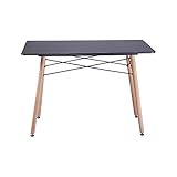DORAFAIR Mesa de comedor retro para ordenador de 4 a 6 pers, mesa de 100 x 70 cm, color negro