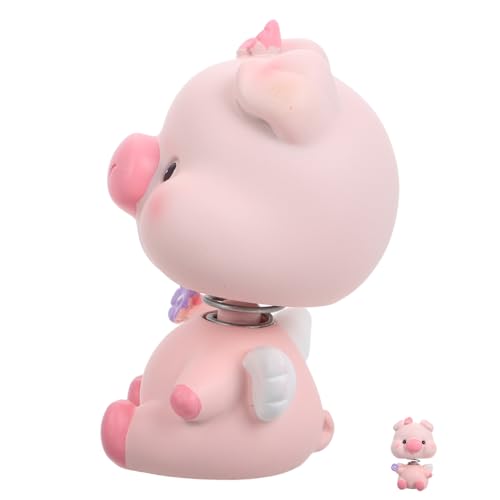 PartyKindom Adornos Cabezones De Cerdo para Coche Decoraciones para Tablero Muñeco De Cerdo Cabeza Que Mueve Figura De Escritorio para Interior De Coche y Decoración para Tartas