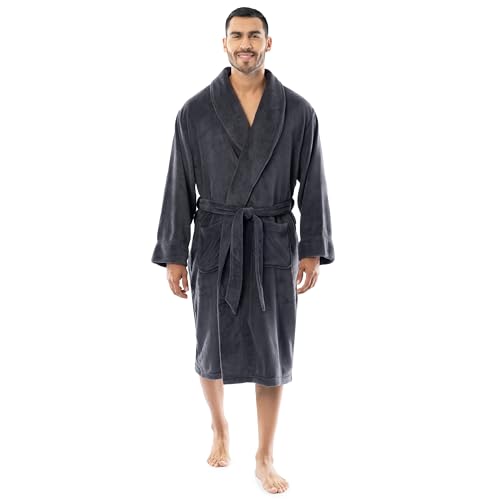 Fruit of the Loom Mens Solid Plush Fleece Robe