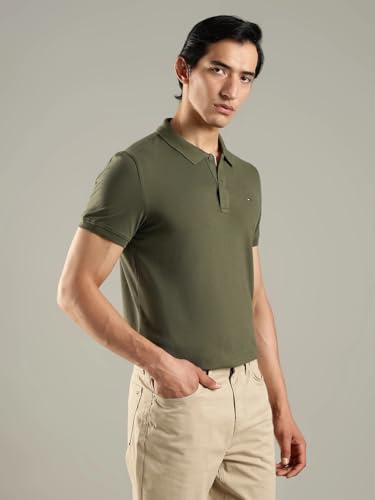 Image of Solid Slim Fit Cotton Polo T-Shirt