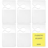 PEOVLVN 6 Pcs Parking Pass Holder, 3 x 5 Inch Clear Parking Permit Hang Tag Vertical Rearview Mirror Hanger Parking Passes Hanging for Car Passes Permits Stickers