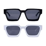 Dazzleimart Thick Frame Sunglasses for Women Men Retro Square Black Sun Glasses, Fashion Chunky Rect