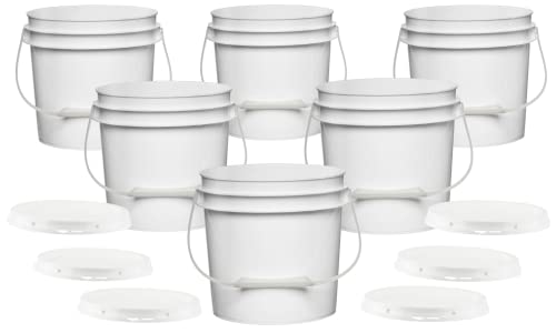 House Naturals 1 Gallon White Bucket with Gasket lid - Food Grade containers BPA Free - Pack of 8 Buckets - Made in USA - Thumbnail 5