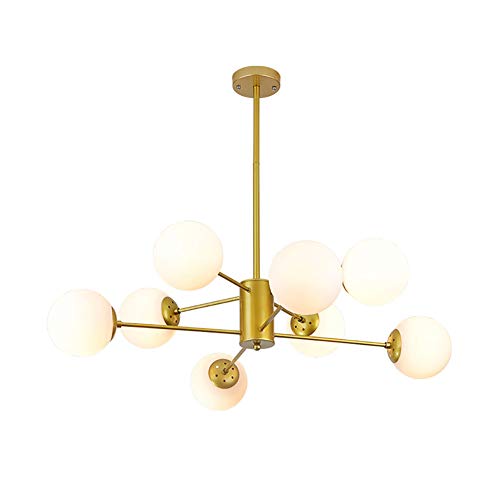 Plafonnier réglable E27 doré à 8 globes pour corriger le manque de lumière