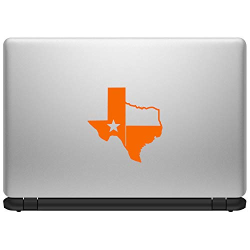 Image of TX Flag Shaped Like Texas [Pick Color] Vinyl Transfer Sticker for Laptop /Car /Truck /Window /Bumper (10 inch x 10 inch, Orange)