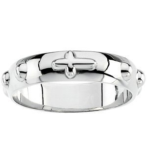 Sterling Silver 4.75Mm Cross Rosary Ring, Size 10 #TOP3