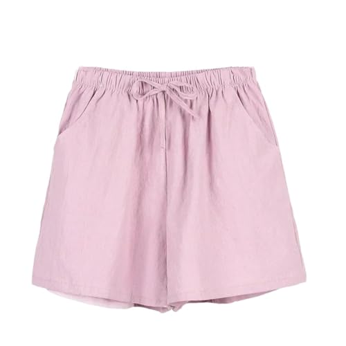 Short d'été en coton et lin uni pour femme | Pantalon court ample taille haute taille S