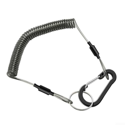 Fishing Release Clip with 1.5m High Stretch Tether, 49 Strand Steel Wire Rope for Net Pliers Holder, Alloy Fishing Clip with Lanyard, Steel Cable for Fishing Gear(1.5M)