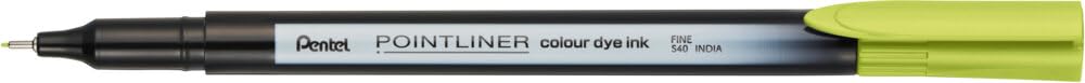 Pentel Pointliner Colour S40 Fineliner - Dye Ink, 0.4 mm, Lime Green (Pack of 12)