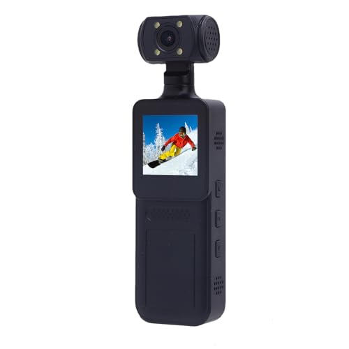 Bewinner Cam de Caméscope de Poche 4K Ultra HD, Mini Caméra de Poche Audio Vidéo avec Objectif Rotatif à 180 °, Caméra d'action Activée par WiFi, Action Sportive...
