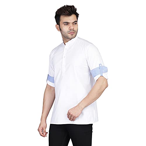 Image of TAHVO Men's Casual Cotton Kurta Shirt, Short Kurta