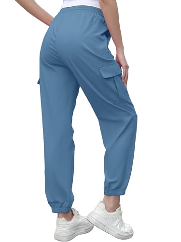 Image of Cromoncent Girls&Womens Cargo Pants Elastic Waist Lightweight Outdoor Jogger Pants, 6 Years - XX-Large