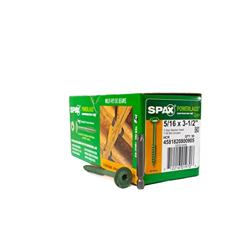 SPAX 4581820800905 5/16 x3-1/2" T-Star Washer Head HCR (High Corrosion Resistant) PowerLag Contractor Pax (50 Pieces per Box)