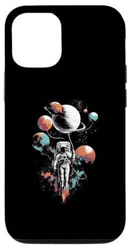 Astronauta volando con globos - Retro Space Planet Lover Carcasa para iPhone 12/12 Pro