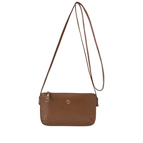 Bolsa Feminina Couro Legítimo Mariart Alça Transversal Fechamento Zíper 201 (Havana)