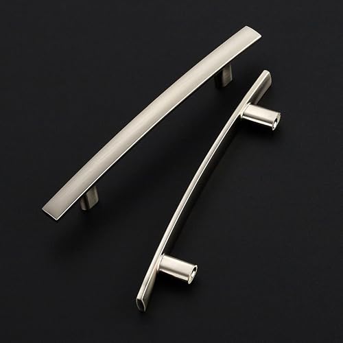 Image of Ravinte 5 Pack Cabinet Handles Brushed Nickel Cabinet Pulls Kitchen Cabinet Handles,Curved Drawer Pulls in 6-1 /4 Inch Length with 4 Inch Hole Center Arch Kitchen Cabinet Hardware