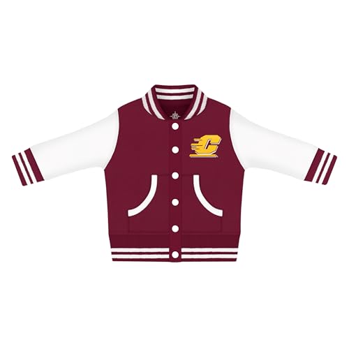 Creative Knitwear College Baby NCAA Officially Licensed Letterman Varsity Jacket - Central Michigan Logo - Maroon - 4T