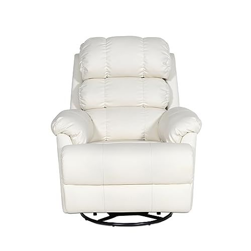 Image of Recliners India Single Seater Manual Rocking & Revolving Recliner Sofa | 3 Modes of Comfort | 361 Manual Rocking & Revolving Recliner | Cushion Armrest | Living Room Recliner Sofa | Colour- White