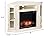 Southern Enterprises 48" Ivory and Black Modern Style Triangular Electric Corner Fireplace with Storage
