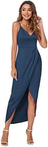 CMZ2005 Women's Sexy V Neck Backless Maxi Dress Sleeveless Spaghetti Straps Cocktail Party Dresses 71729 (M, Teal)