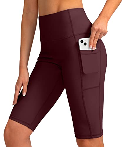 Image of SANTINY Women's High Waisted Swim Shorts with Pockets UPF50+ Long Board Swimming Shorts for Women with Liner