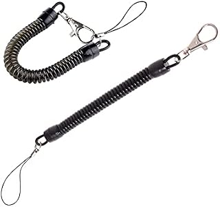 YOHENSQIN 2 Pcs Stretchy Spiral Keyring Black Plastic Spiral Keyring Stretchy Single Elastic Key Chain or Keys, Wallet, Phone, Backpack, Fishing Tool