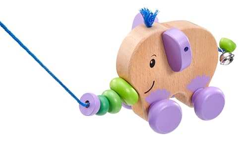 Selecta 52101 Tita, Nachzieh-Elefant, Schiebe-und Nachziehspielzeug aus Holz, 14 cm