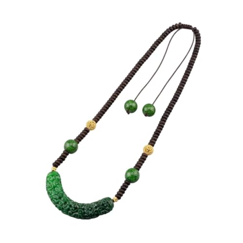 Collier vintage perles rétro avec pendentif sculpté pour bijoux de fête et grande soirée