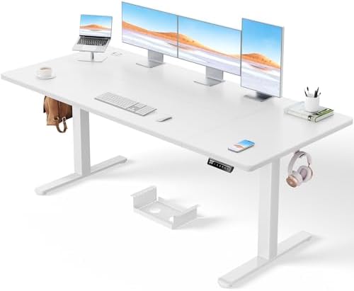 Bild 7 - ErGear Höhenverstellbarer Schreibtisch-160 x 80cm,100 KG Tragkraft Elektrischer Schreibtisch mit Fortgeschrittenem Bürstenlosem Motor, Leise Funktion, Robuster Metallrahmen, Vierteilige Tischplatte