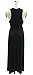 Velius Women Sexy Hollow Out Halter Wrap Sleeveless Plain Pleated Slit Casual Long Maxi Dress (Large, Black)