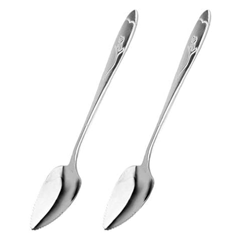 Junhouse Stainless Steel Serrated Fruit Spoons Set Cover
