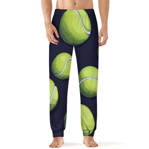 Green Tennis Balls Breathable Mens Pajama Pants Lounge Sleep PJ Bottoms Sleepwear Jogger