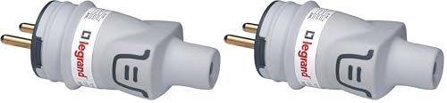 LEGRAND | Fiche Plexo 2P+T 16 A Franco Belge GSB, Étanche IP44, Sortie Droite, Résistante Pour Usage Intérieur Et Extérieur (Lot de 2)