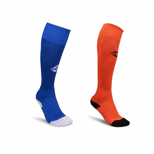 Image of Nivia Ashtang 2.0 Football Stockings, Pack Of 3 (Black, Orange, Blue), Large