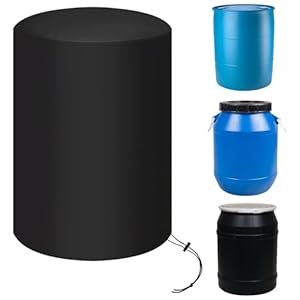 55 Gallon Barrel Cover 900D Water Storage Barrel Cover with an Adjustable Drawstring, Rain Barrel Protective Screen Cover for Barrel