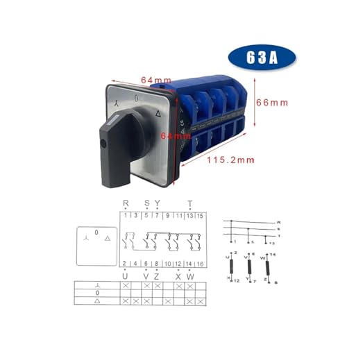Interruptor de leva giratorio de 3 posiciones YMW26 selector 4 niveles 63A 2