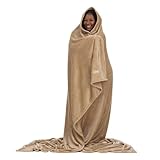 THE COMFY Dream Big Blanket - 96x96 Inches, 100% Polyester Soft Microfiber Blanket, Warm and Cozy Throw for Office, Home, Living Room, & Bedroom, Tan