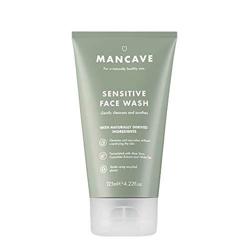 ManCave Sensitive Face Wash 125ml for Men, Suitable for Sensitive Skin, Natural Formulation, Vegan Friendly, Tube made…