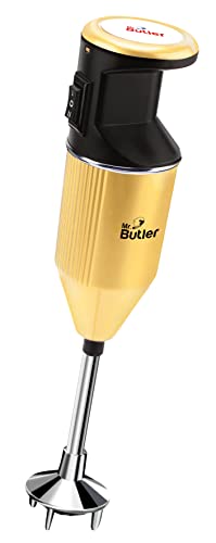 Mr. Butler 250-Watt Hand Mixer Blender for Kitchen, Dual Mode,3 Multifunctional, Food Grade Stainless Steel Blades, Copper Motor, 1 Year Warranty, ISI Certified, Gold