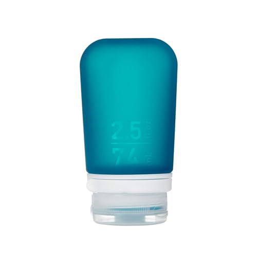 Image of humangear GoToob+ (Medium) | Refillable Silicone Travel Bottle | Locking Lid | Food-Safe Material | Teal, Medium (2.5 fl.oz.; 74ml)