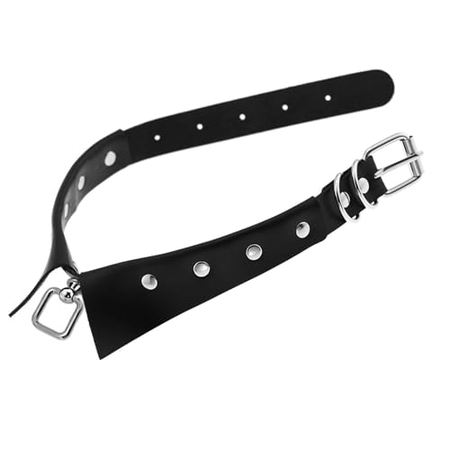 Hollow Square Frame Pendant Collar for Men Women,Adjustable PU Choker Necklace with Buckle for Cosplay4