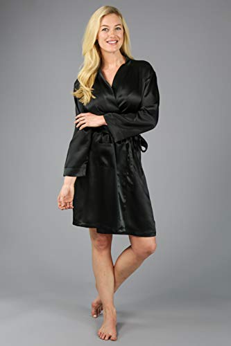 Fishers Finery Women's 100% Pure Mulberry Silk Robe (Black, L) #TOP2