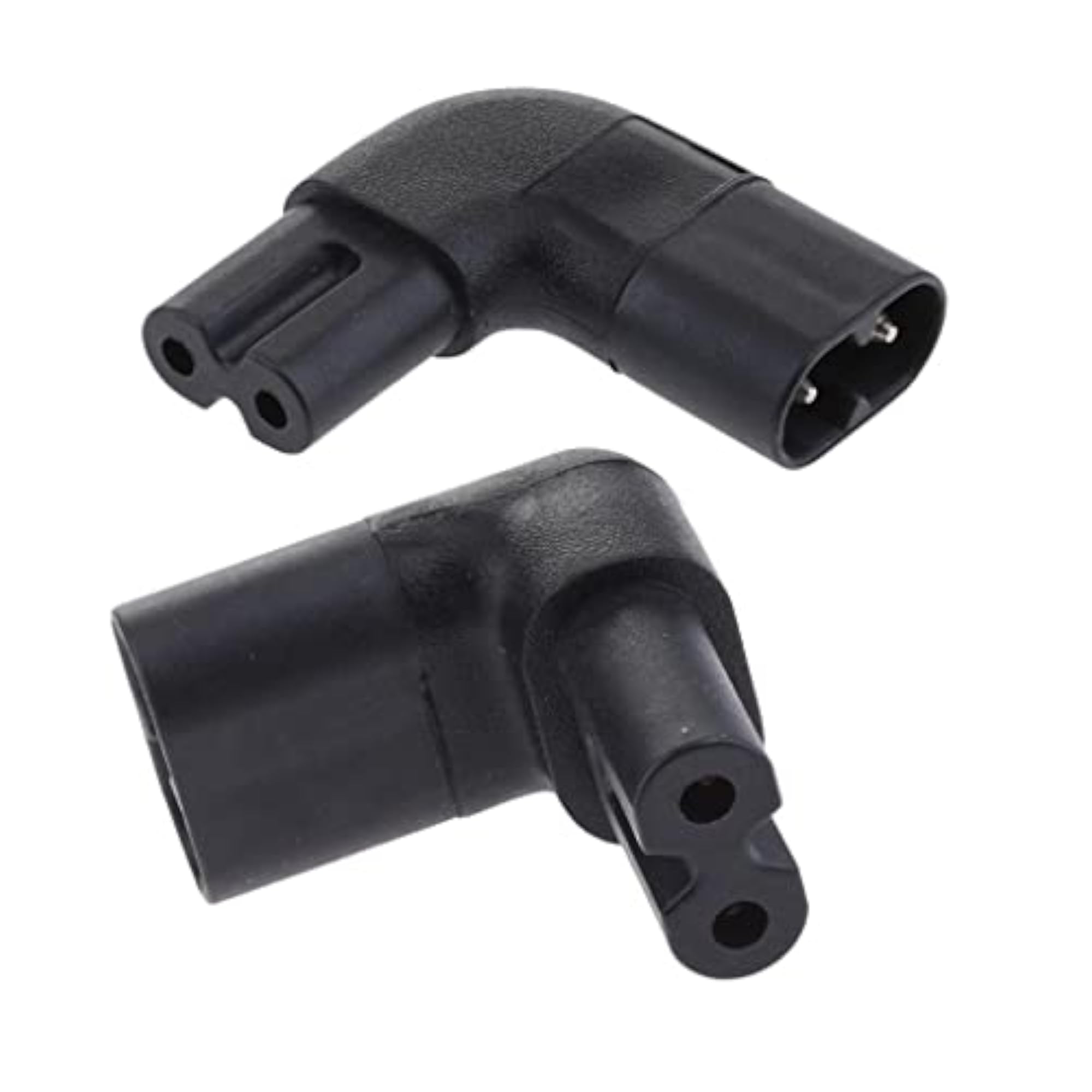 2 Pcs IEC320 C7 to C8 Right Angle AC Power Adapter Extension