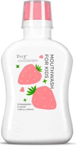 oh care Kids Mouthwash Alcohol-Free Mouth Rinse for Children Fluoride-Free Daily Oral Care Gentle Oral Hygiene Routine Strawberry Flavor 11.8 fl oz